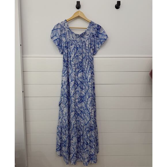 Women’s Vineyard Vines Blue Floral Maxi Dress Size Large L - Picture 6 of 7